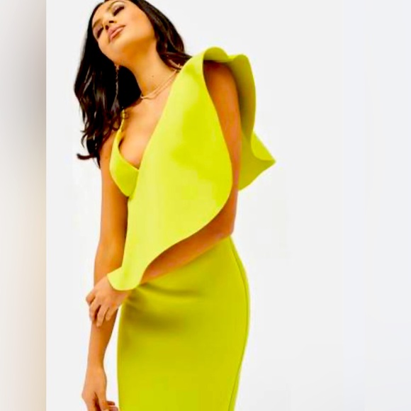 Lavish Alice Dresses & Skirts - LAVISH ALICE One Shoulder Frilled Ruffle Midi Dress